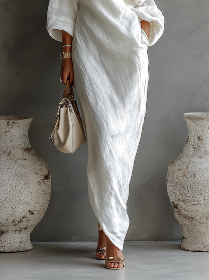 Concha | Vestido Largo Asimétrico Blanco