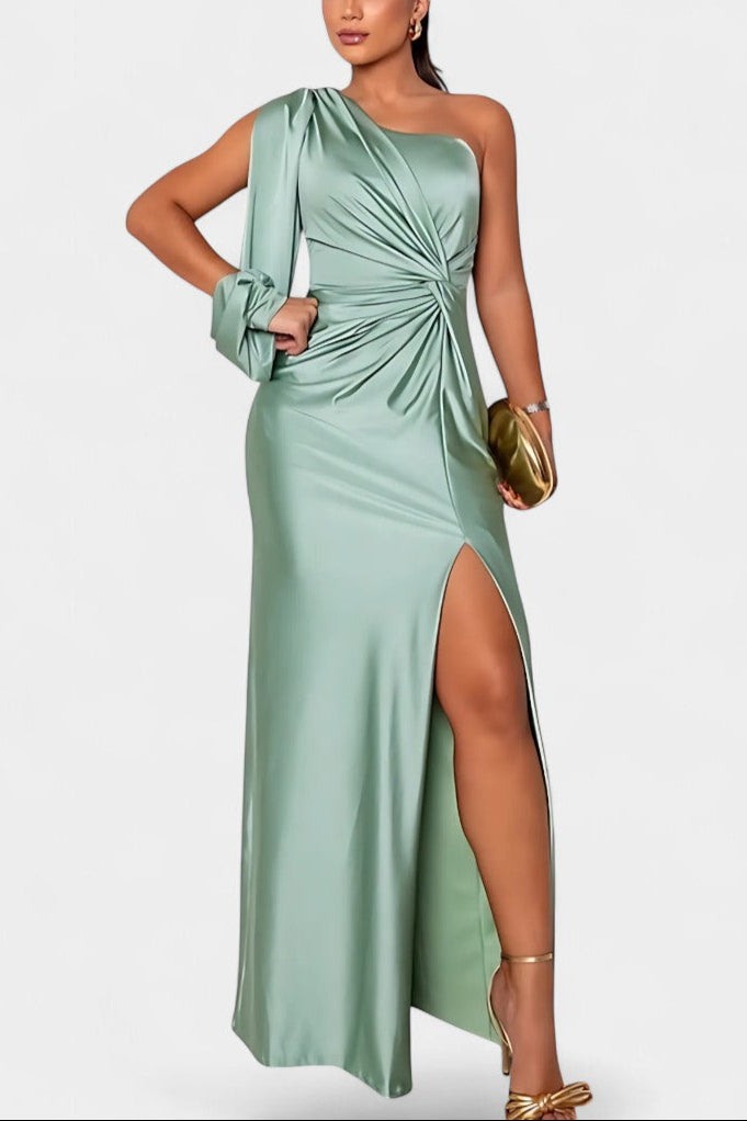 Charlotte | Vestido Asimétrico Drapado de Un Hombro