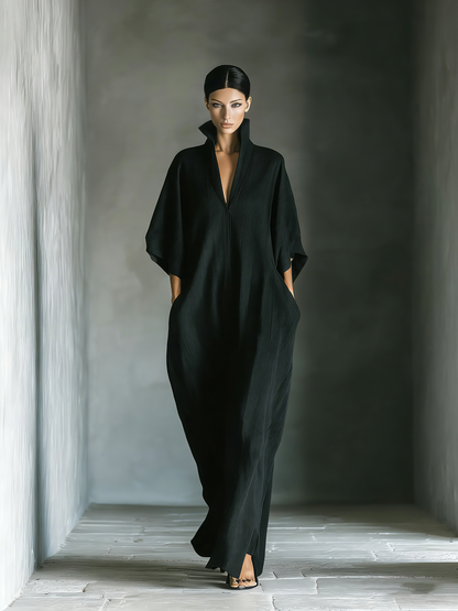 Constanza | Vestido Largo con Escote en V y Manga Kimono