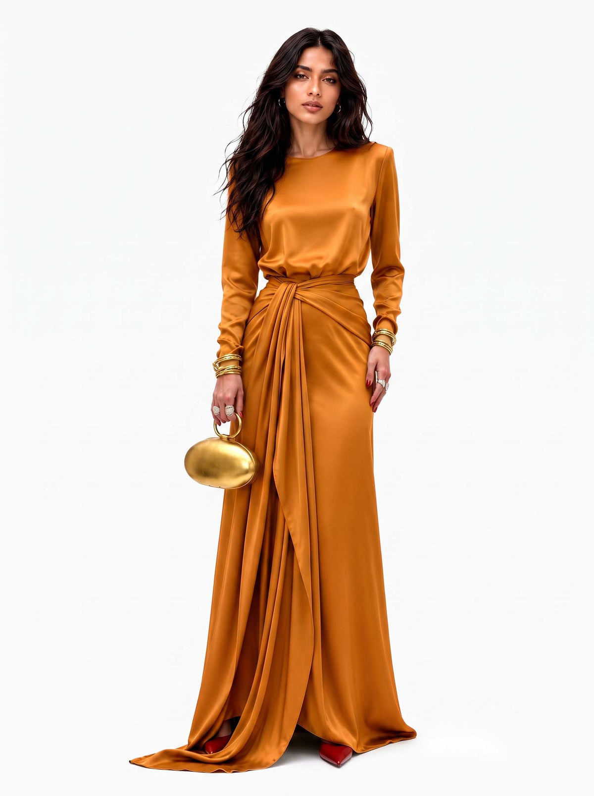 Ondina | Vestido Maxi de Satén Drapeado