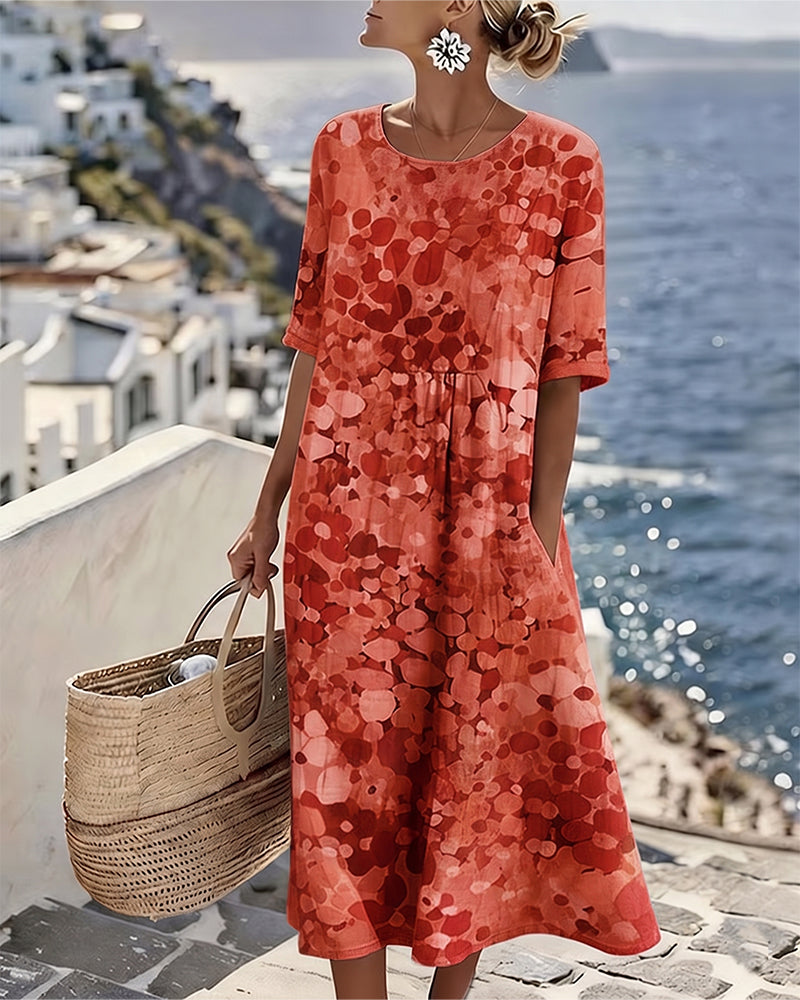 Emília-Jéssica | Vestido Midi Floral Corte A