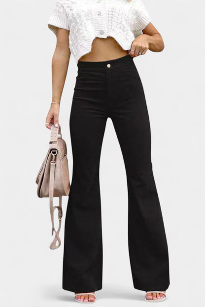Kiara | Pantalones de Terciopelo de Pierna Ancha de Cintura Alta