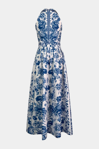 Shante | Vestido A-Line Estampado Floral con Cuello Solapa