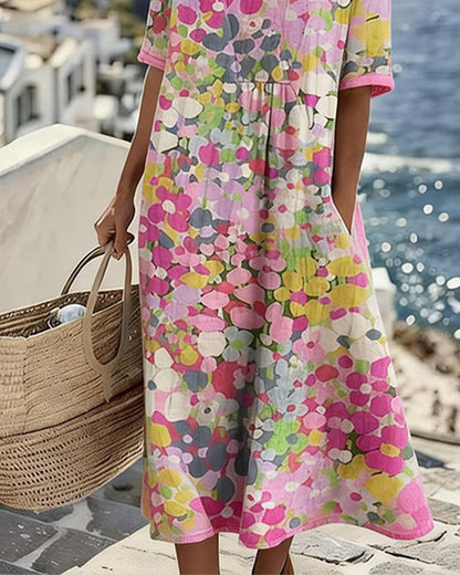 Emília-Jéssica | Vestido Midi Floral Corte A