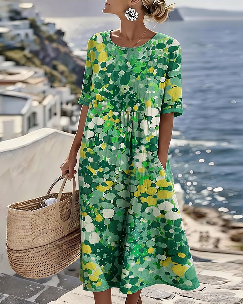 Emília-Jéssica | Vestido Midi Floral Corte A