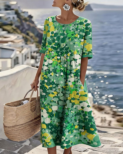 Emília-Jéssica | Vestido Midi Floral Corte A