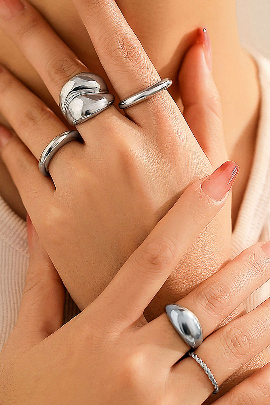 Ágata | de Anillos de Metal de 4 Piezas