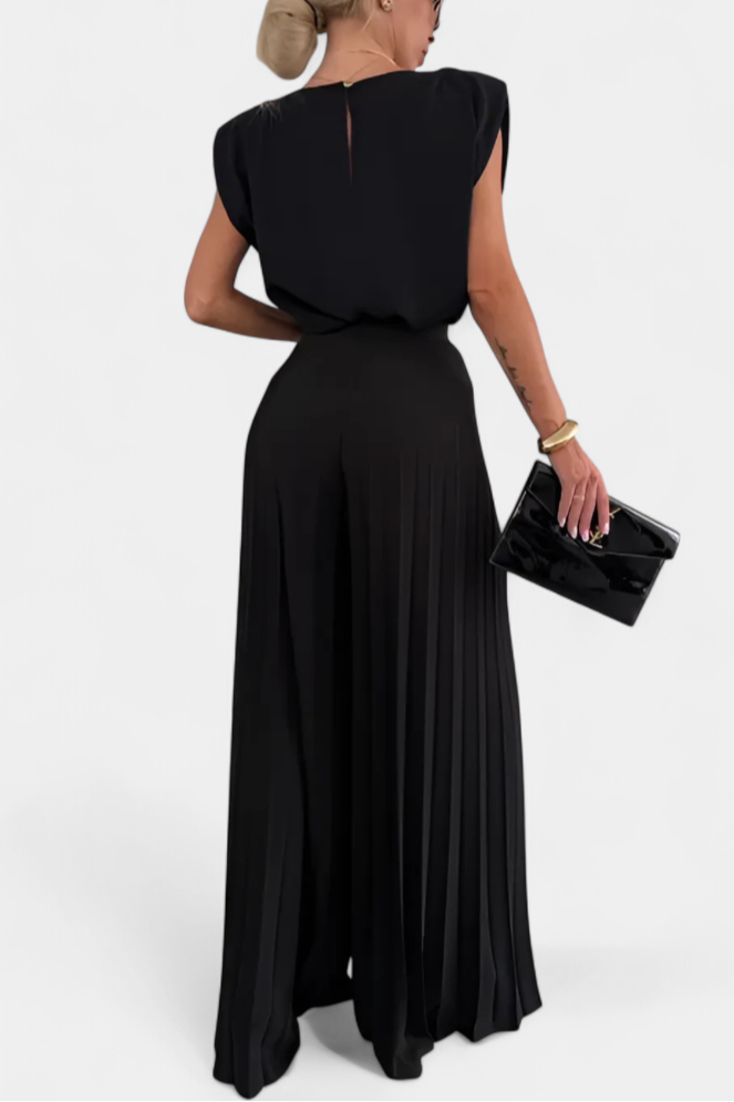Liora | Conjunto de Dos Piezas con Top Estructurado y Pantalón Plisado