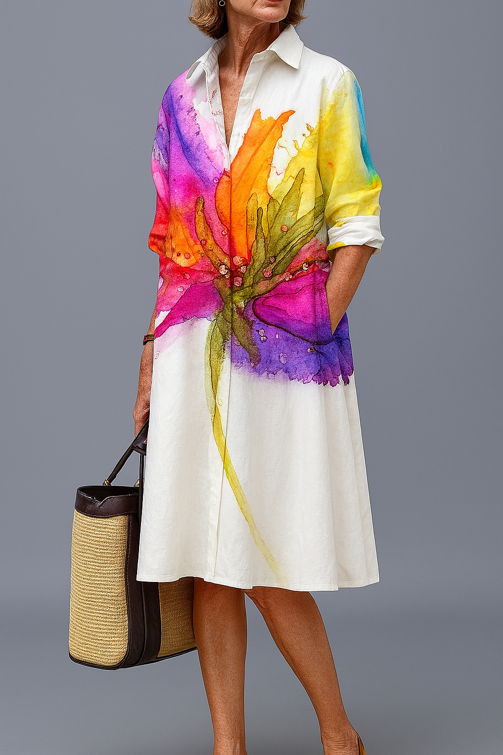 Constança | Vestido Midi Multicolor Estampado