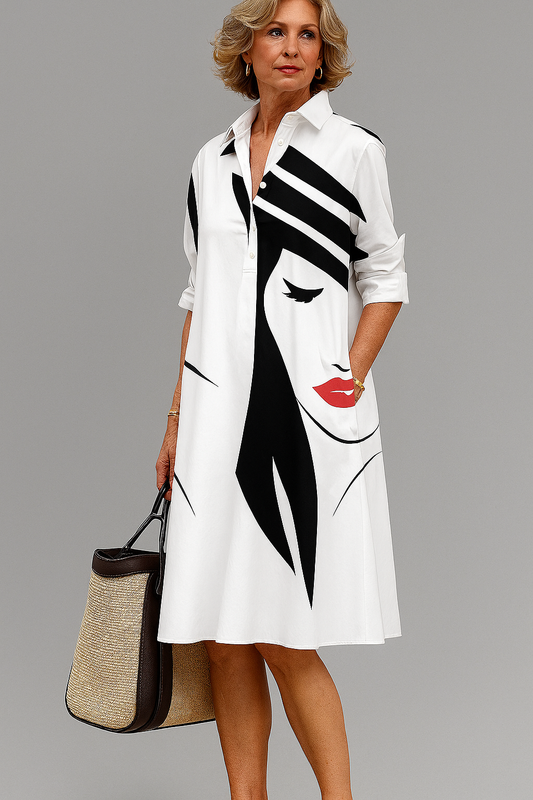 Julie | Vestido Midi Blanco con Rayas