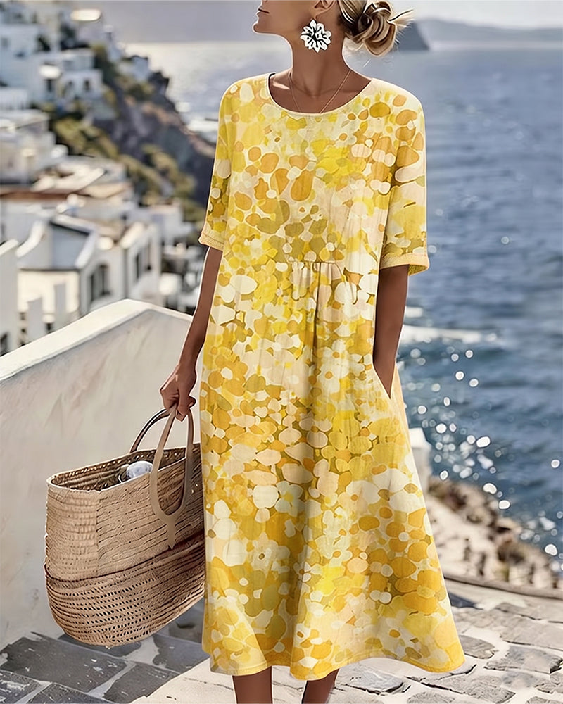 Emília-Jéssica | Vestido Midi Floral Corte A