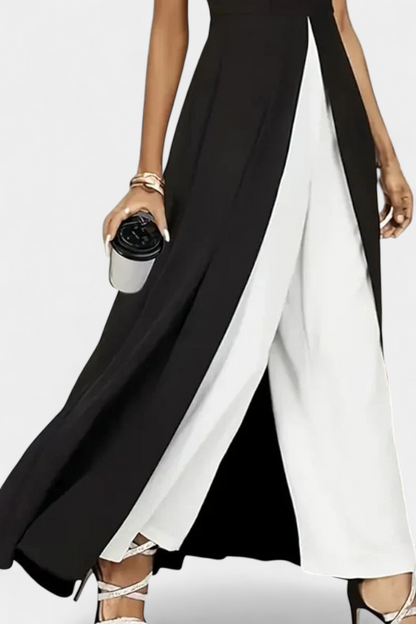 Alicia | Conjunto Bicolor Elegante sin Mangas con Pantalones Anchos