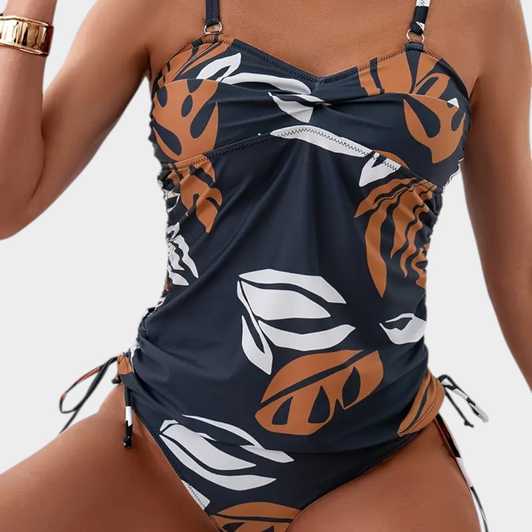 Eustaquia | Bañador entero tropical con detalle de cordón