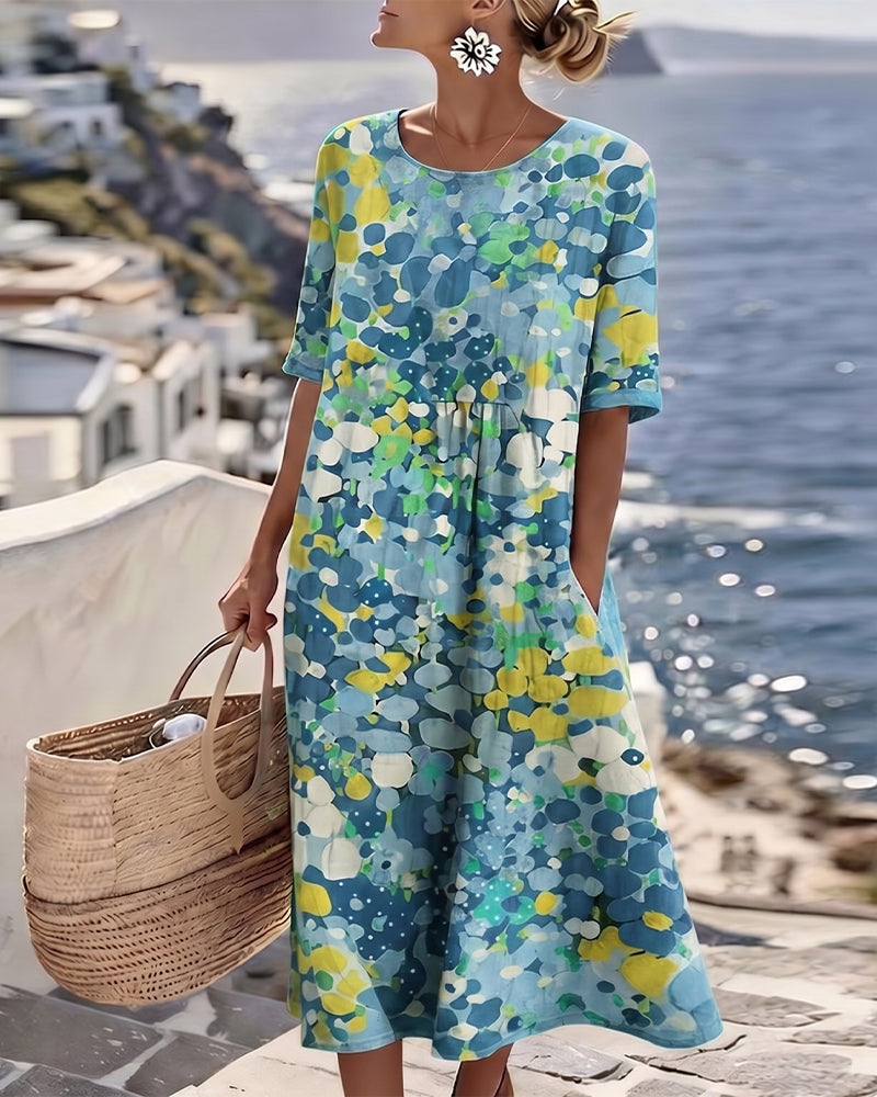 Emília-Jéssica | Vestido Midi Floral Corte A