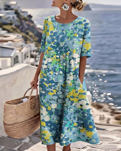 Emília-Jéssica | Vestido Midi Floral Corte A