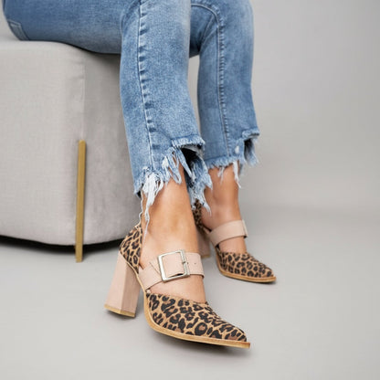 Rosenda | Escarpín de Tacón Alto con Estampado Leopardo