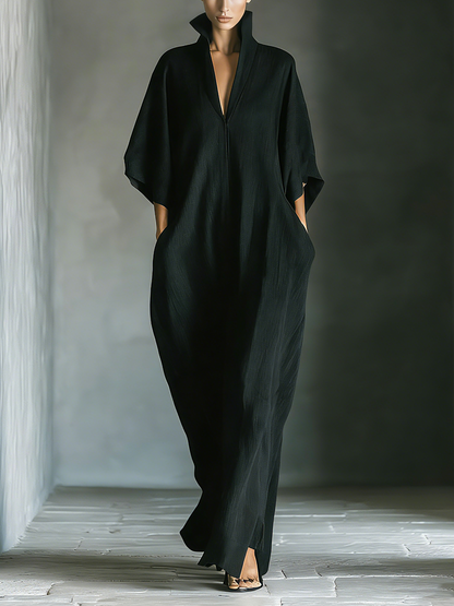 Constanza | Vestido Largo con Escote en V y Manga Kimono