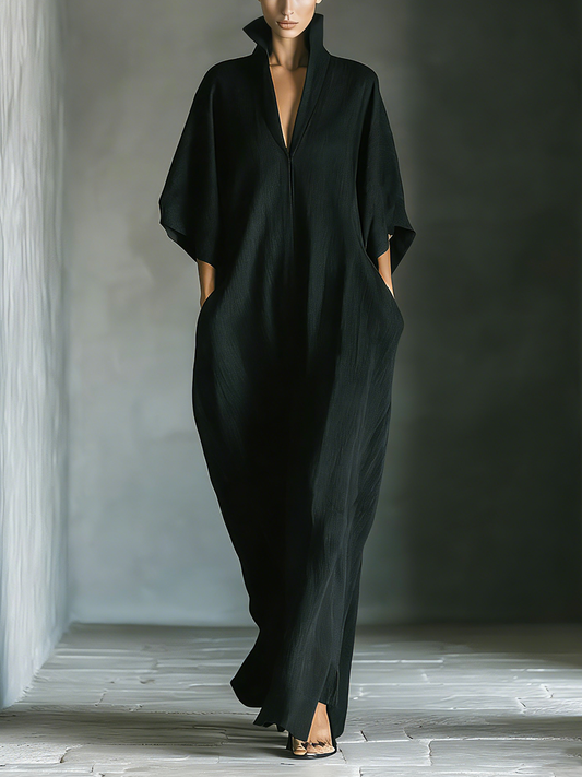 Constanza | Vestido Largo con Escote en V y Manga Kimono
