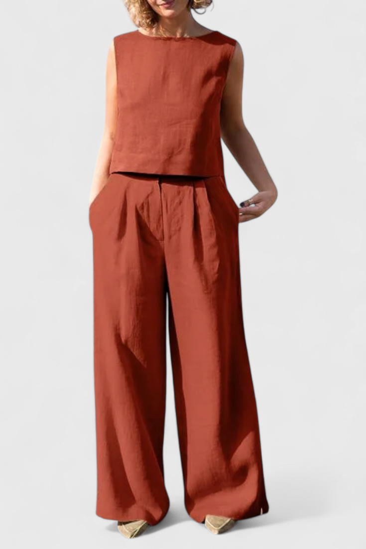 Yvanne | Conjunto Vintage Sin Mangas de Verano