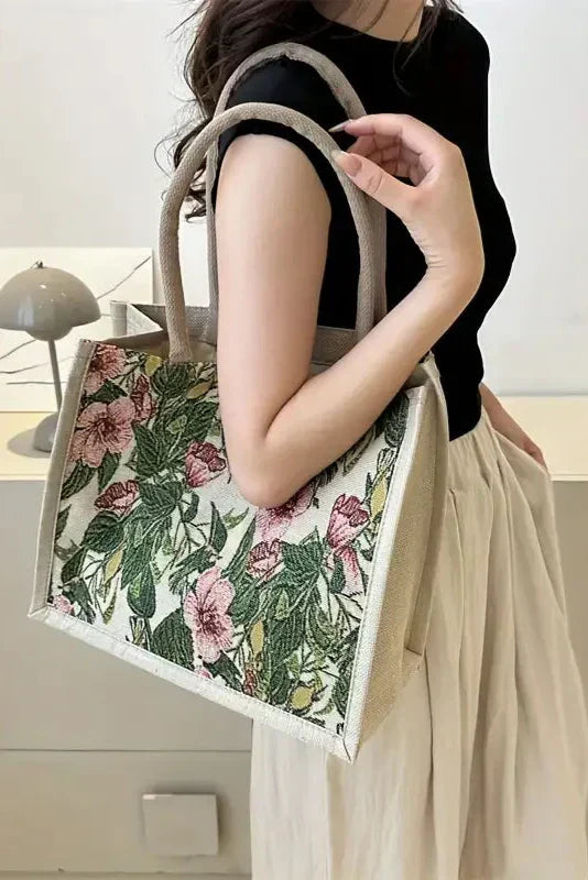 Taila | Bolsa de Yute con Estampado Floral y Diseño Ecológico
