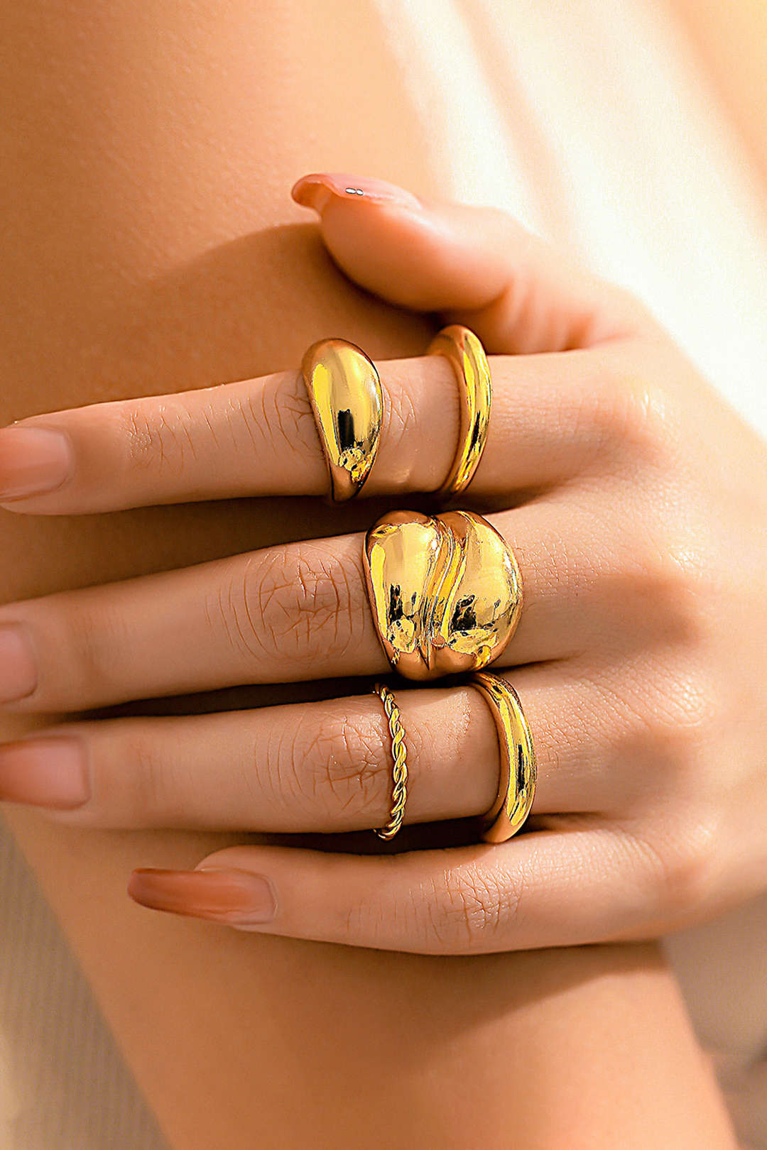 Ágata | de Anillos de Metal de 4 Piezas