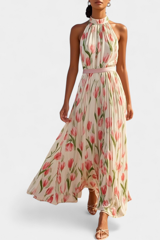 Juliene | Vestido Floral Sin Mangas con Cinturón