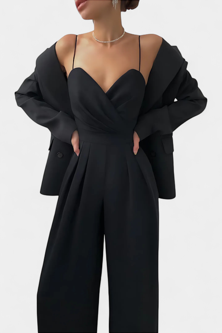 Romily | Mono Sexy con Tirantes y Pierna Ancha Elegante