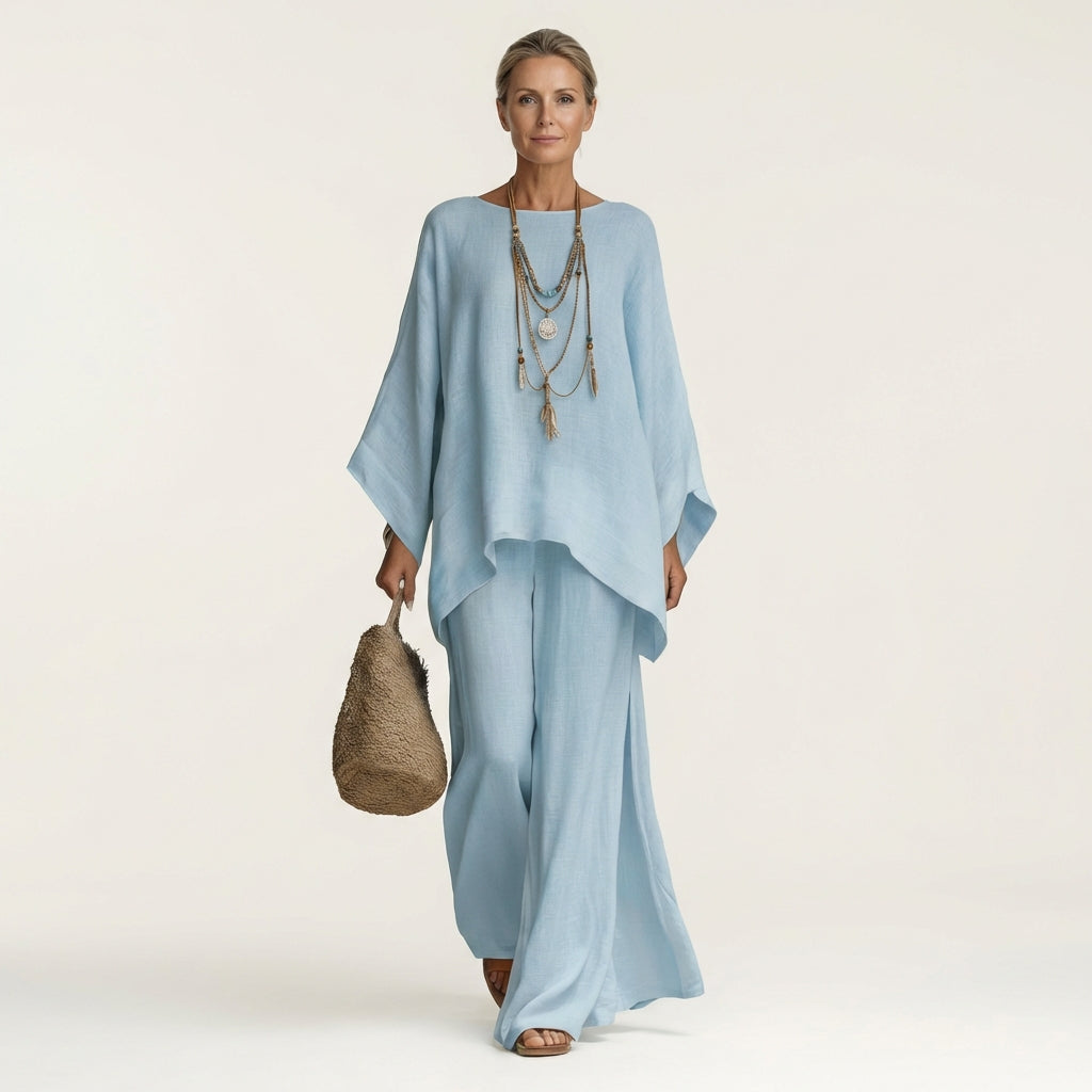 Diana-Laura | Conjunto Boho de Lino de Dos Piezas