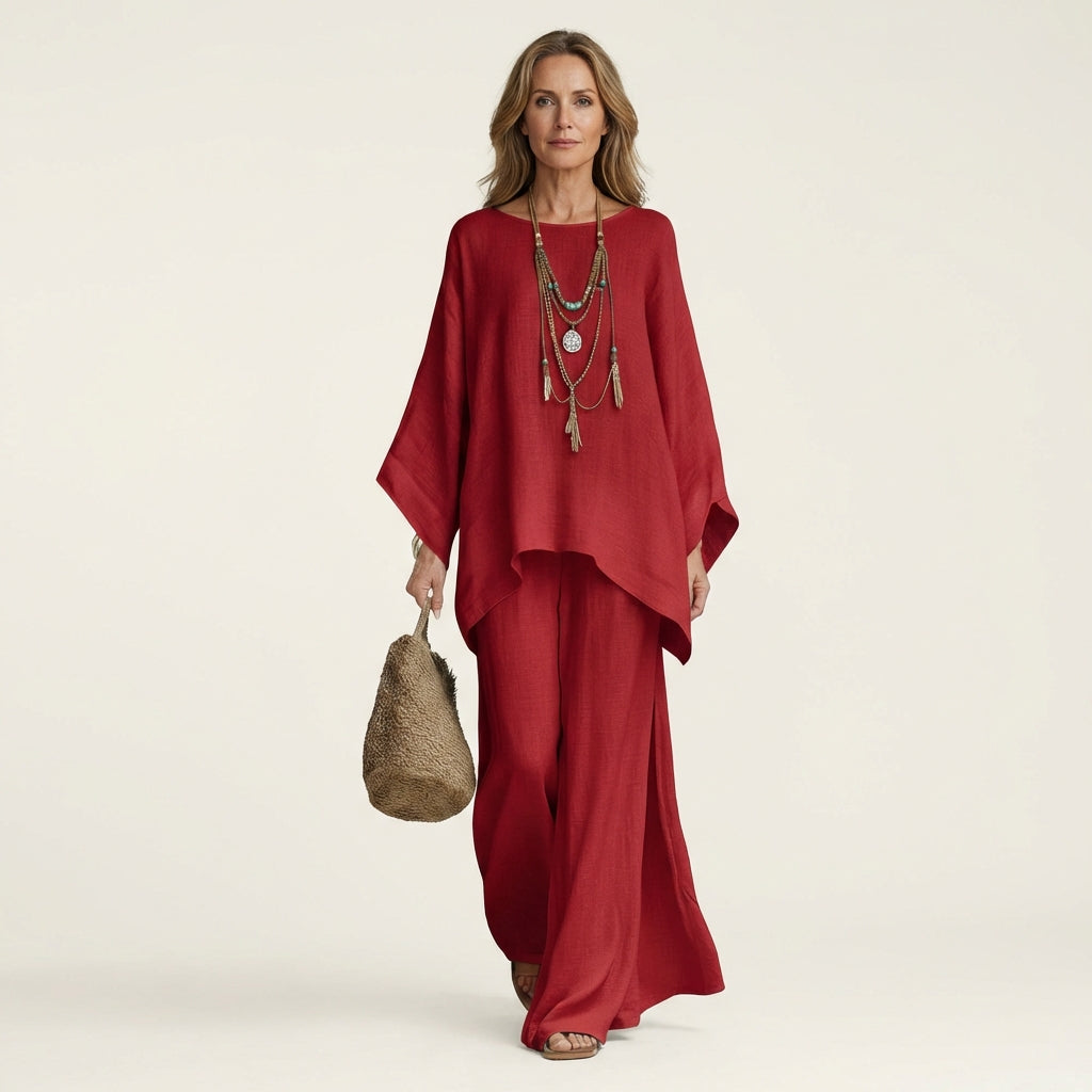 Diana-Laura | Conjunto Boho de Lino de Dos Piezas