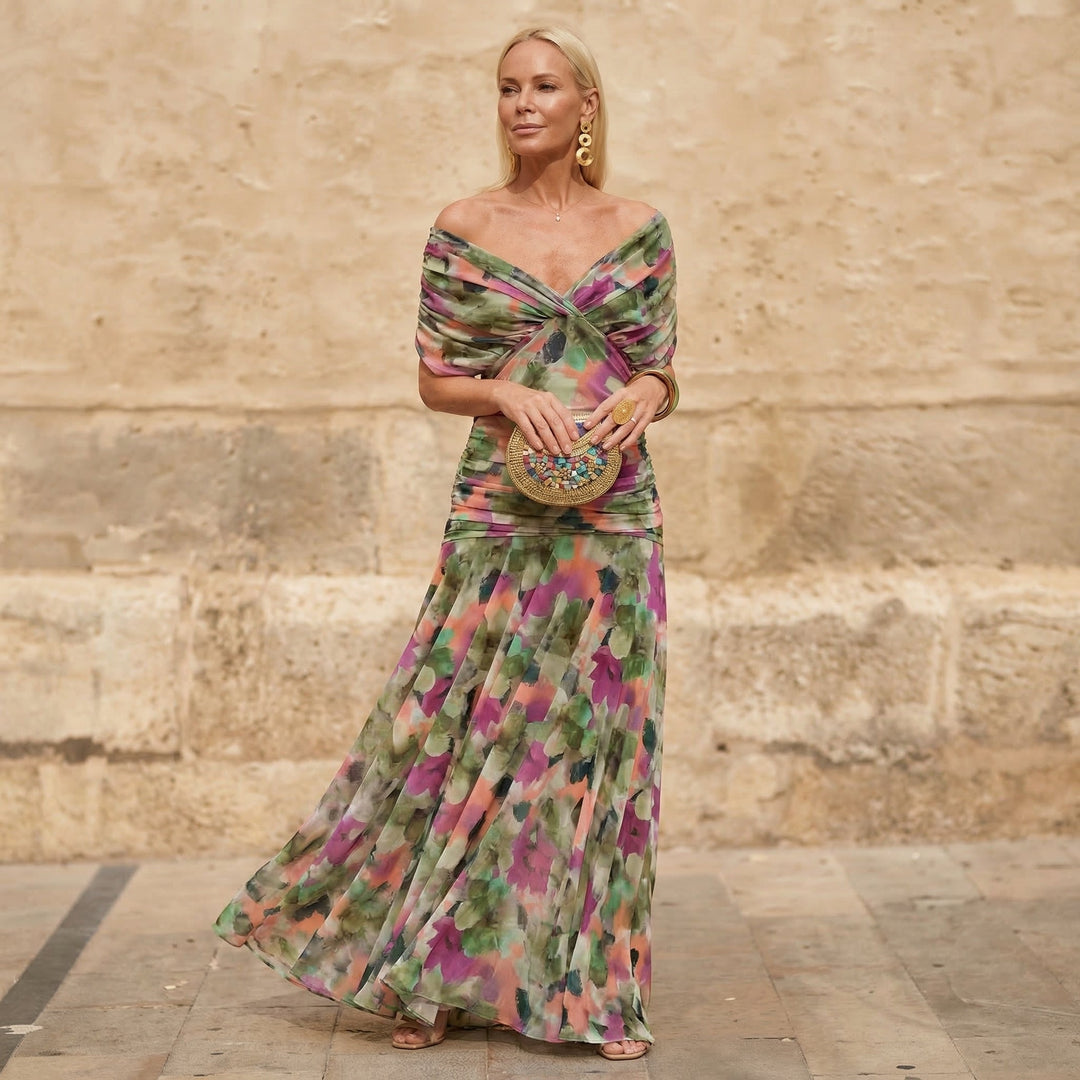 Pía | Vestido Largo Plisado Floral
