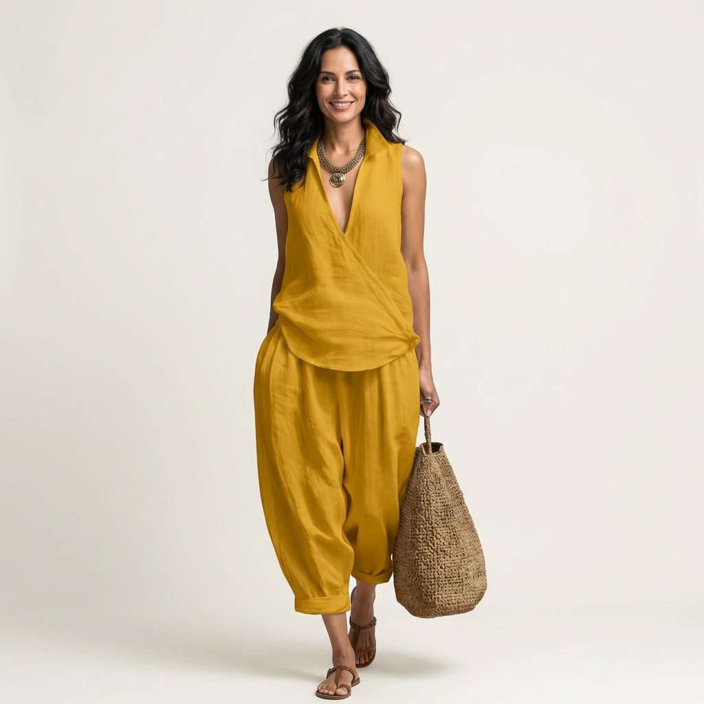 Honorata | Conjunto de Top Cruzado y Pantalón Ancho