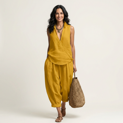 Honorata | Conjunto de Top Cruzado y Pantalón Ancho