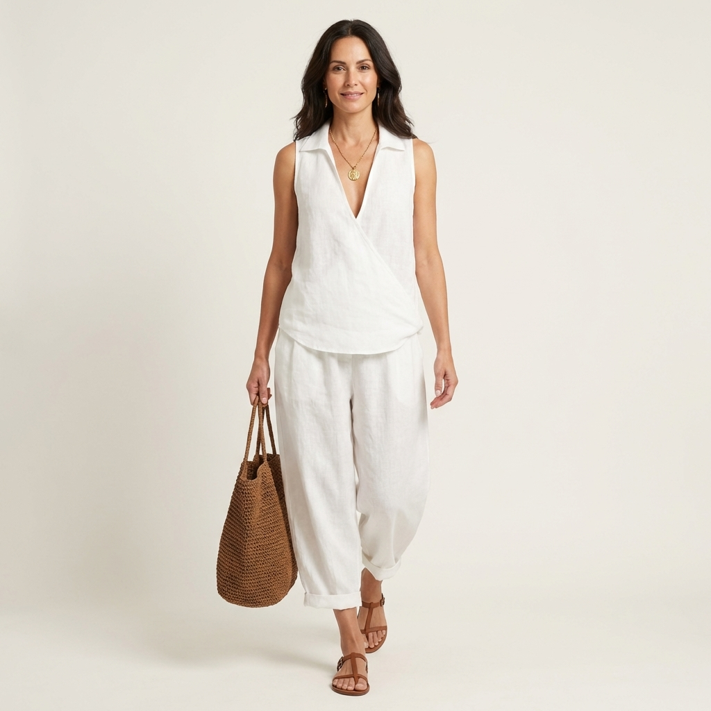 Honorata | Conjunto de Top Cruzado y Pantalón Ancho