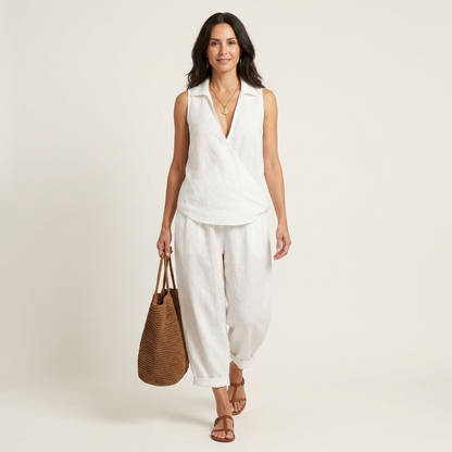 Honorata | Conjunto de Top Cruzado y Pantalón Ancho