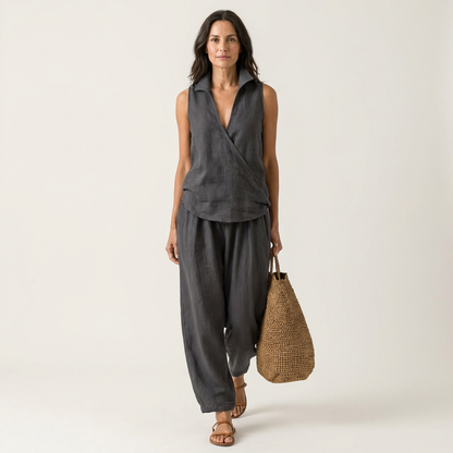 Honorata | Conjunto de Top Cruzado y Pantalón Ancho