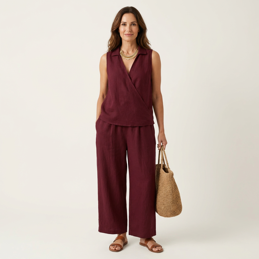 Honorata | Conjunto de Top Cruzado y Pantalón Ancho