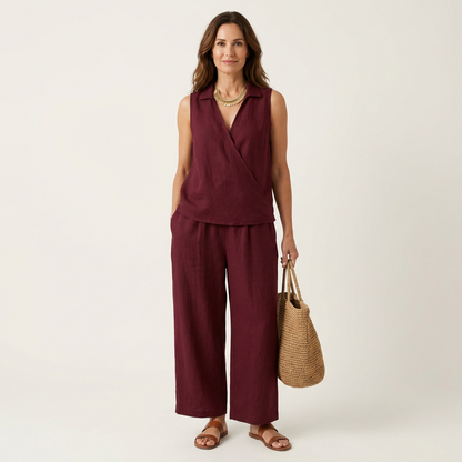 Honorata | Conjunto de Top Cruzado y Pantalón Ancho