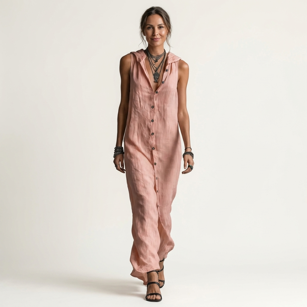 Ruperta | Vestido Largo con Capucha y Botones