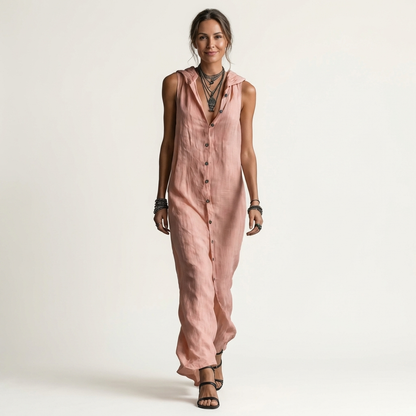 Ruperta | Vestido Largo con Capucha y Botones