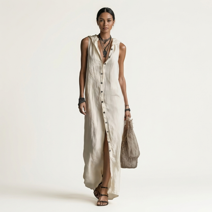 Ruperta | Vestido Largo con Capucha y Botones