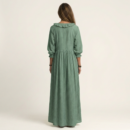 Salomé-Tatiana | Vestido Largo con Volante y Manga Farol