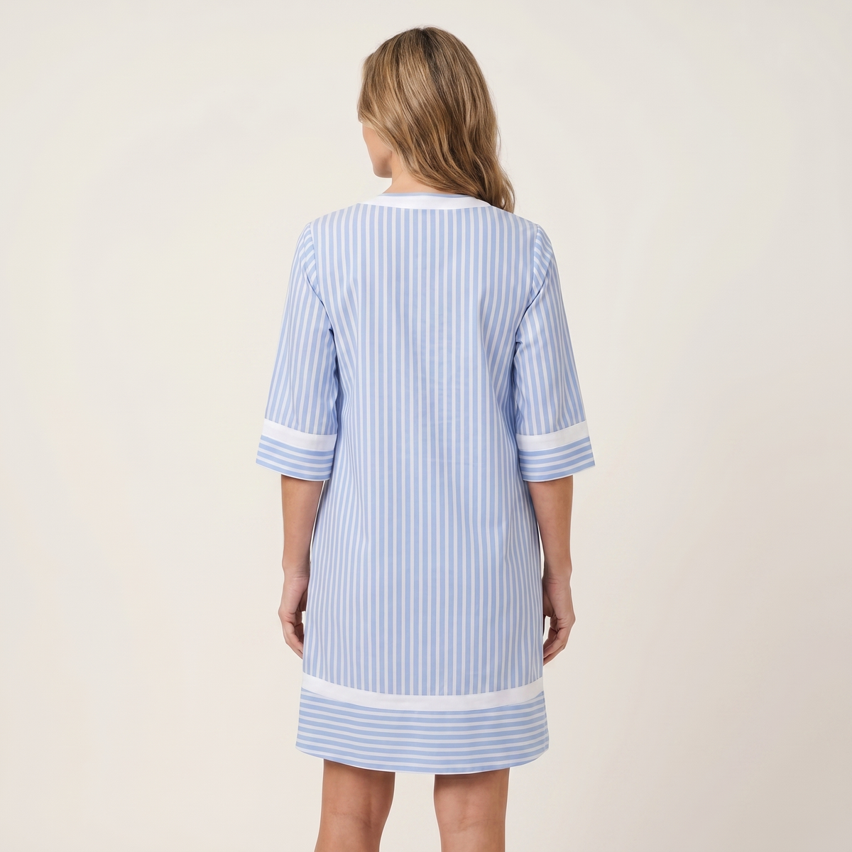 Susana | Vestido de Rayas con Ribete en Contraste