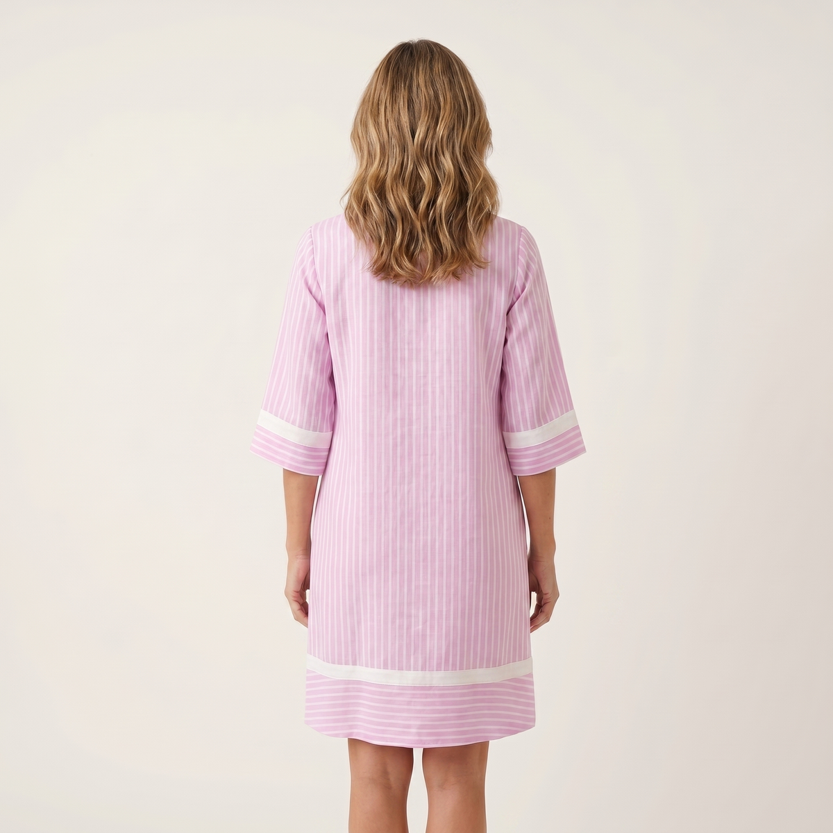 Susana | Vestido de Rayas con Ribete en Contraste