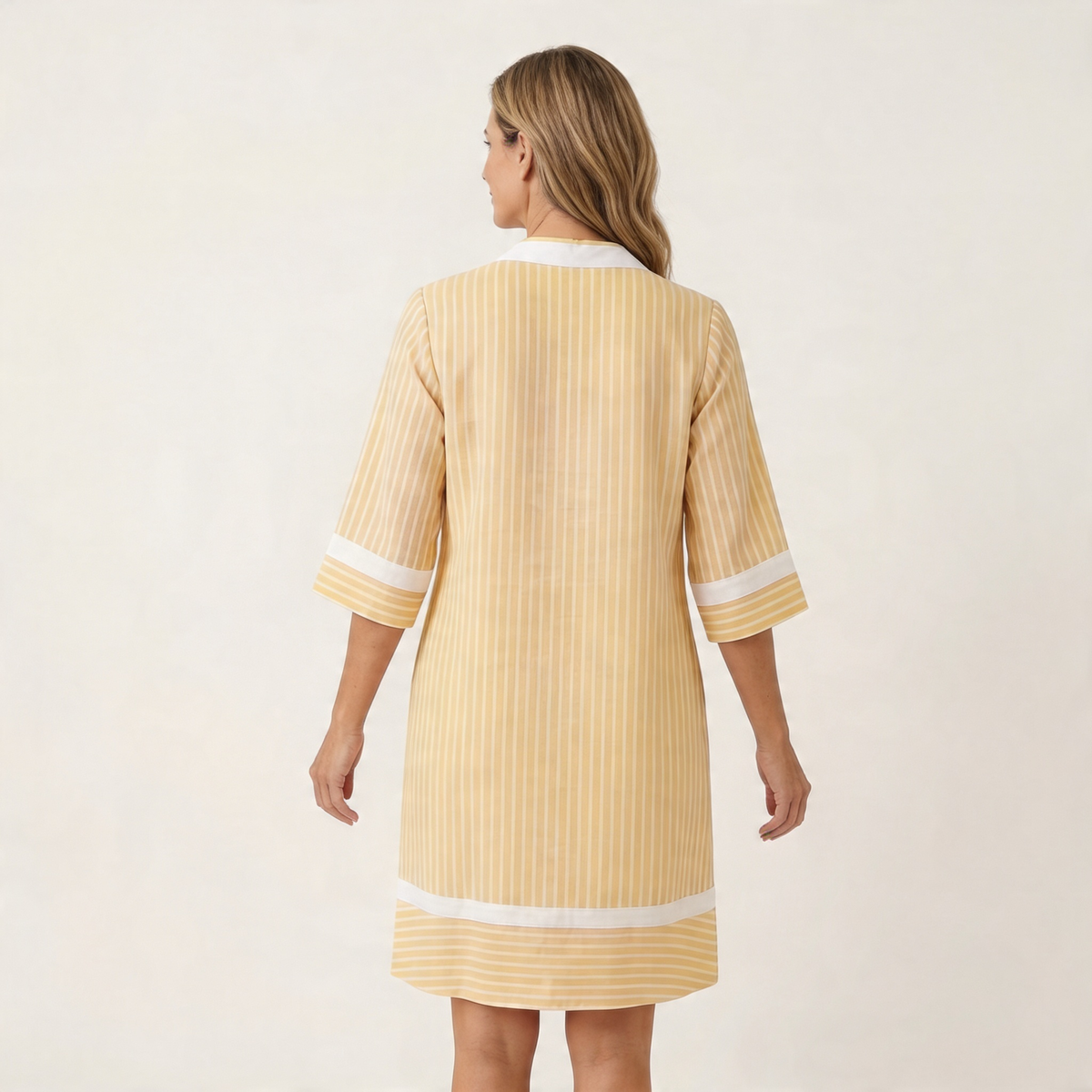 Susana | Vestido de Rayas con Ribete en Contraste