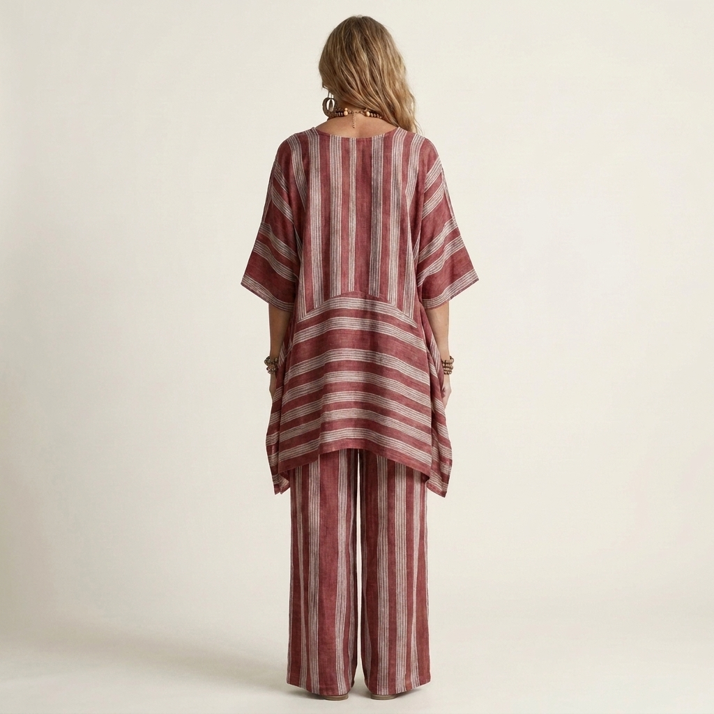 Roberta | Conjunto de Lino a Rayas de Dos Piezas