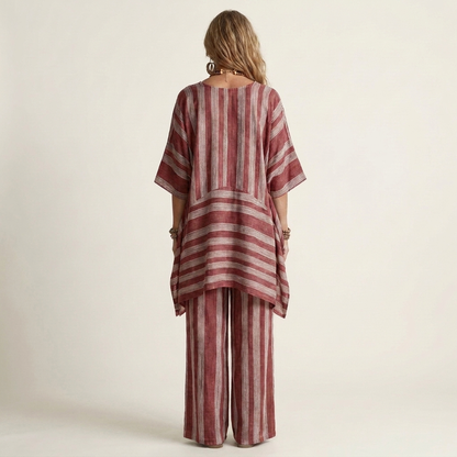Roberta | Conjunto de Lino a Rayas de Dos Piezas