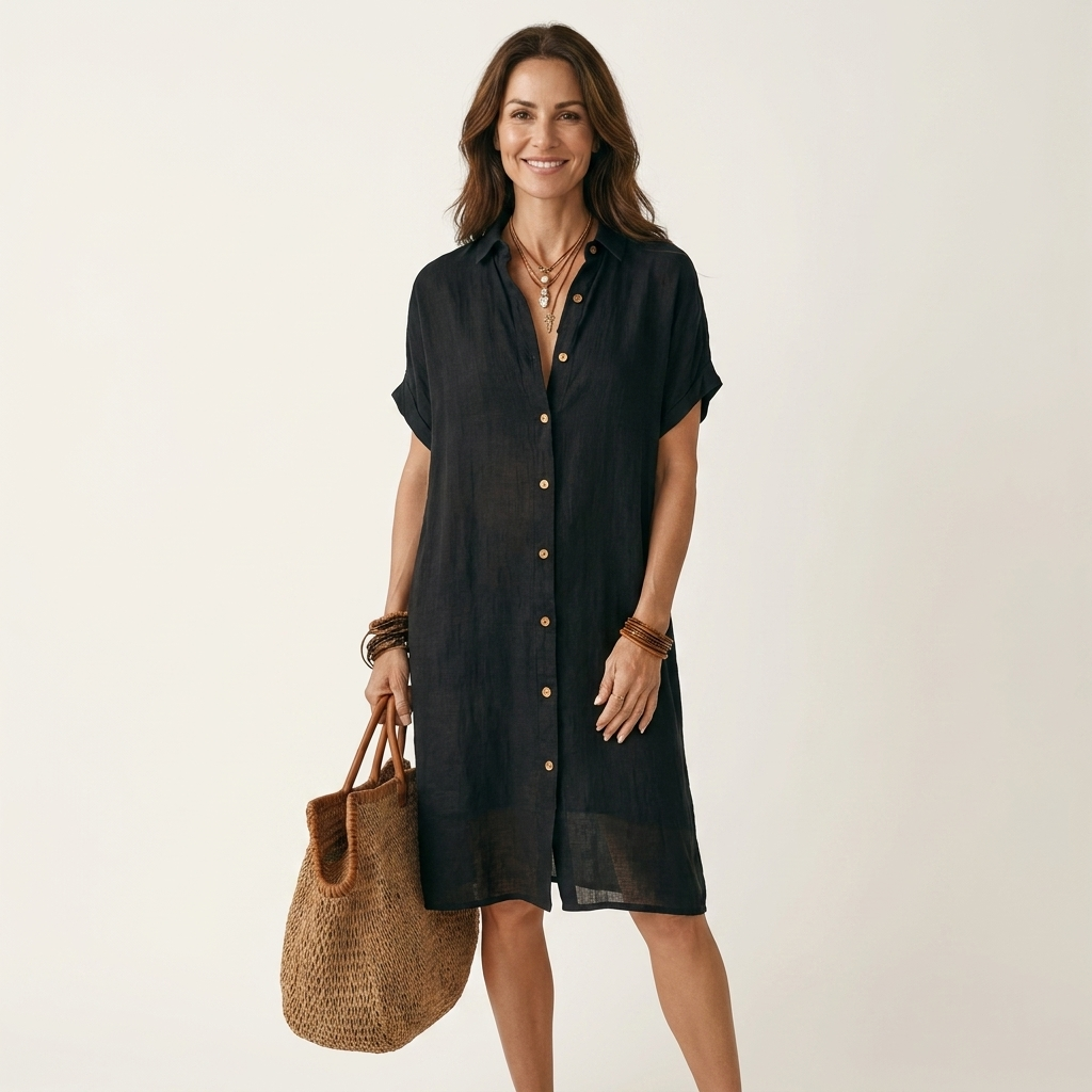 Flor-Irina | Vestido Camisero Midi de Lino