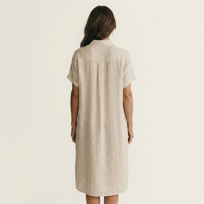 Flor-Irina | Vestido Camisero Midi de Lino