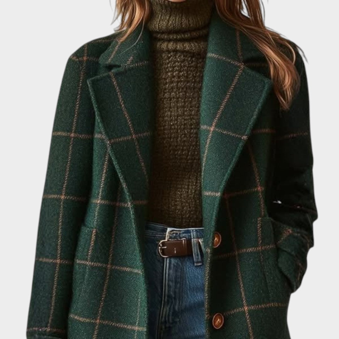 Florina | Abrigo Clásico de Invierno con Estampado de Cuadros