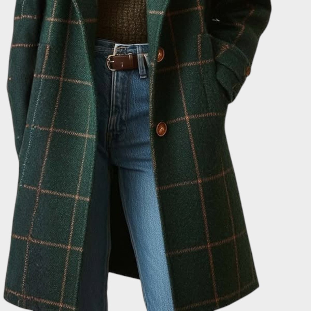 Florina | Abrigo Clásico de Invierno con Estampado de Cuadros